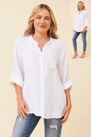 Italian Linen Shirt White - Cavorte 