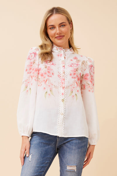Lydia Lace Trim Blouse