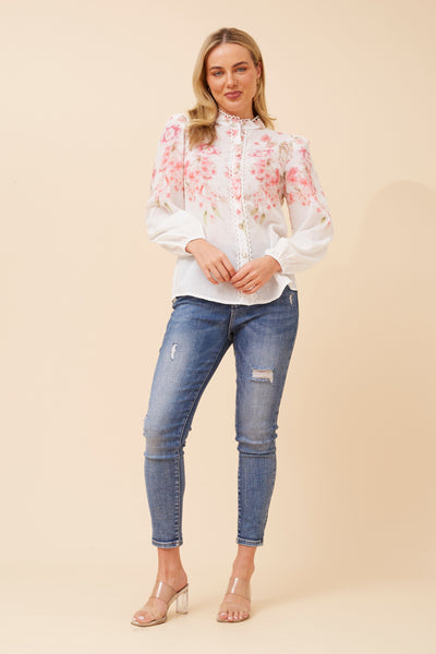 Lydia Lace Trim Blouse