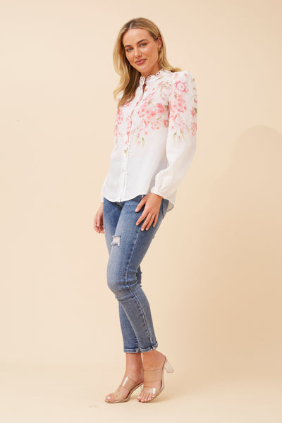 Lydia Lace Trim Blouse