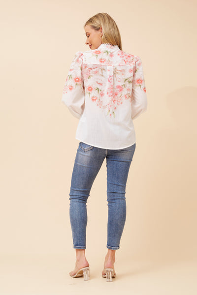 Lydia Lace Trim Blouse