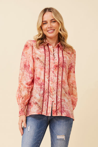 Eliza Floral Shirt Multi Pink - Cavorte 