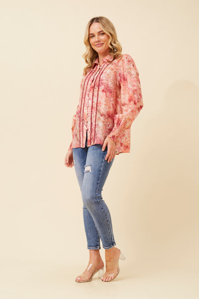 Eliza Floral Shirt Multi Pink - Cavorte 