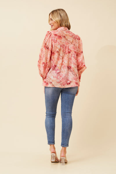 Eliza Floral Shirt Multi Pink - Cavorte 