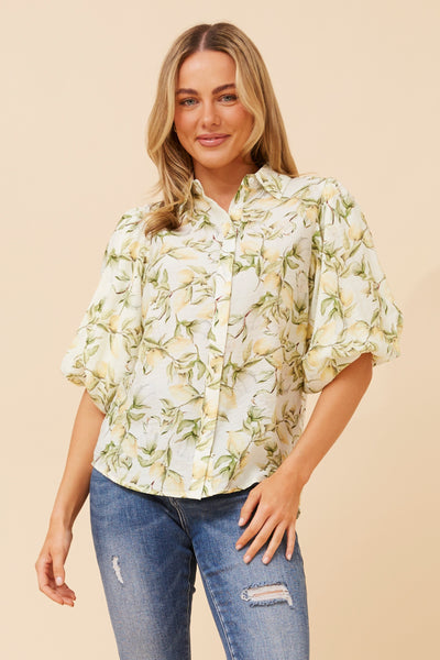 Citrus Balloon Sleeve Blouse