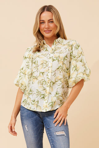 Citrus Balloon Sleeve Blouse