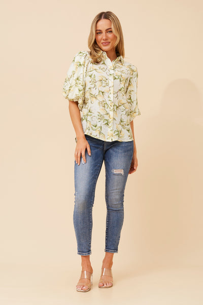 Citrus Balloon Sleeve Blouse