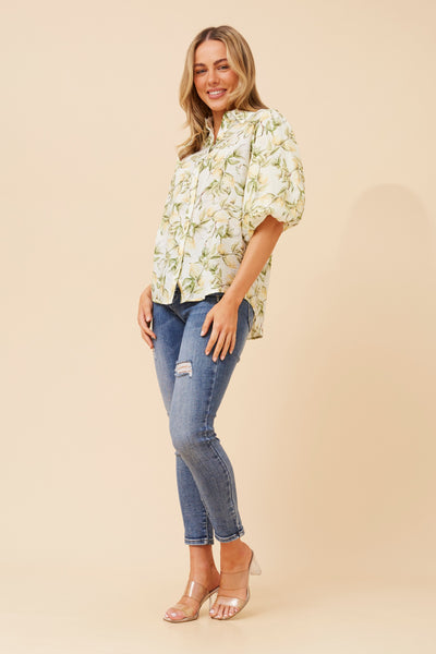 Citrus Balloon Sleeve Blouse