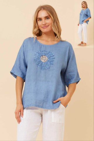 La Biancheria Sequin Top Blue