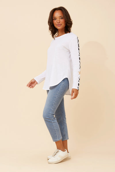 Leopard Stripe on Sleeve Top