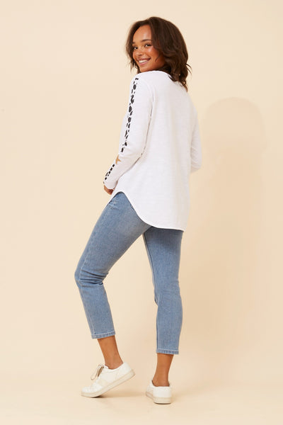 Leopard Stripe on Sleeve Top