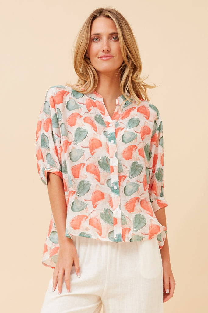 Celeste Blouse Multi Leaf Print