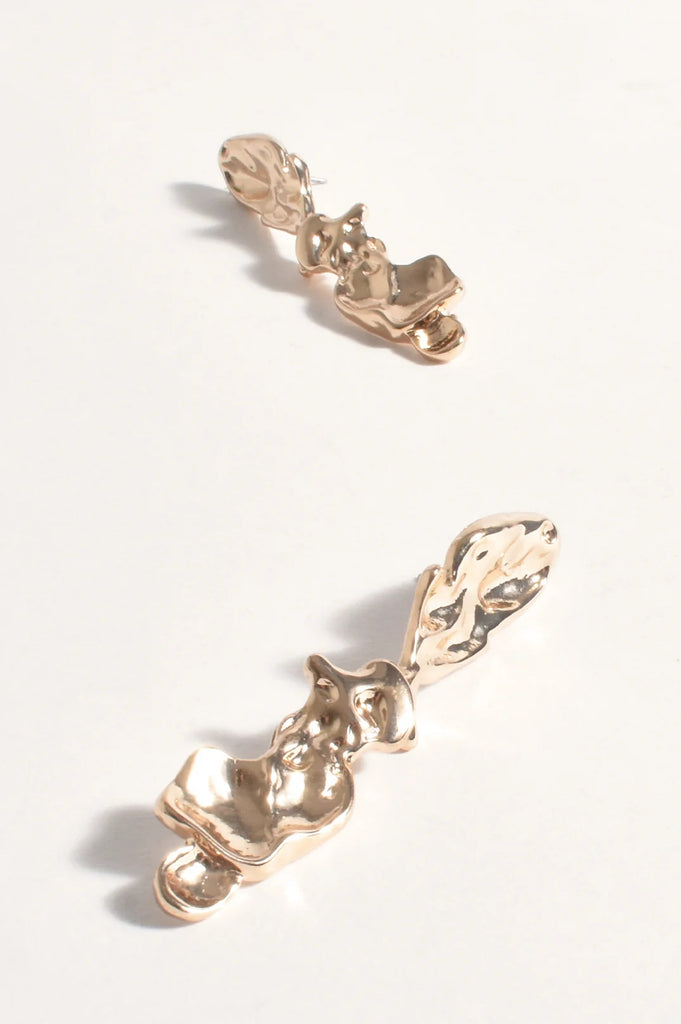 Textured Metal Drop Earrings