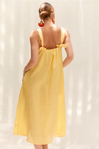 The Bay Linen Dress Lemon