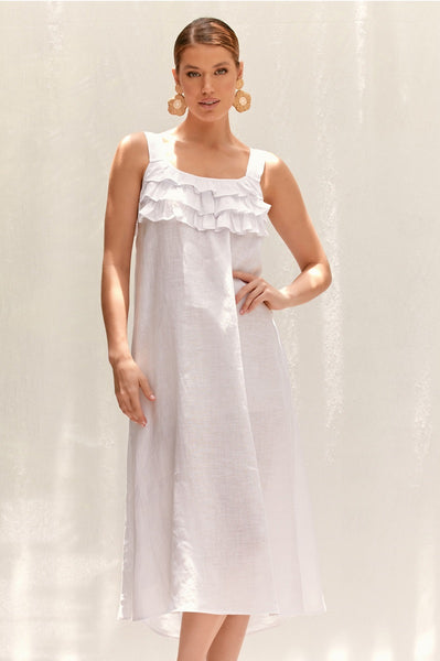 The Bay Linen Dress White