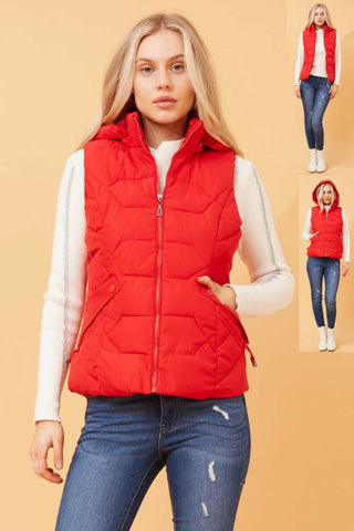 Jacquie Hooded Vest Red