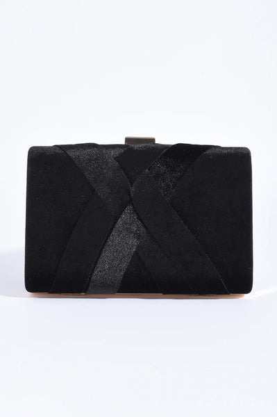 Velvet Plait Clutch Black