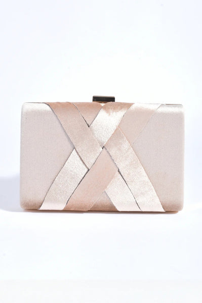 Velvet Plait Clutch Nude