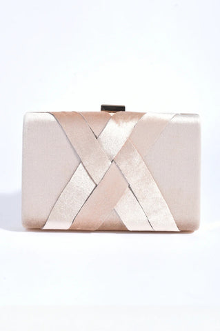 Velvet Plait Clutch Nude