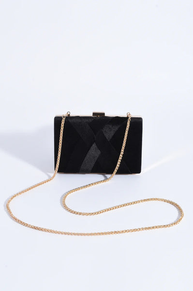 Velvet Plait Clutch Black