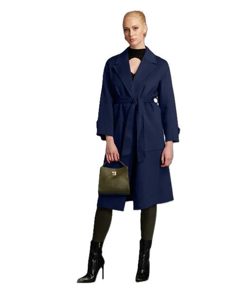 Wrap Belted Trench Coat Navy