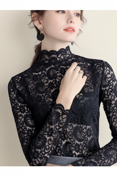 Black Lace Skivvy — Cream Background 2