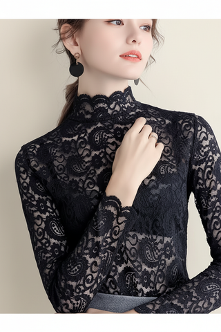 Black Lace Skivvy — Cream Background 2