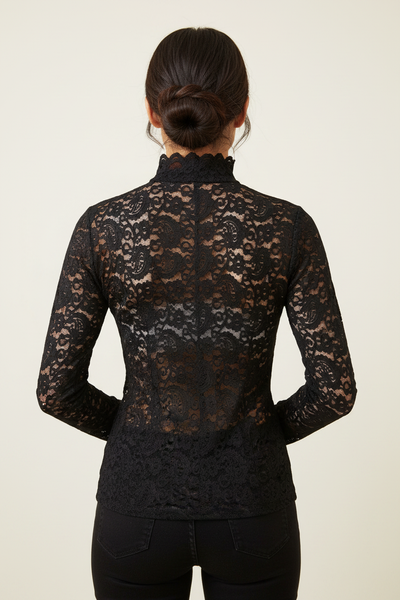 Black Lace Skivvy — Cream Background 3