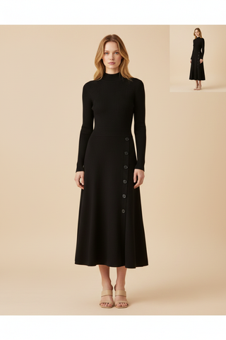 Eliesa Knit Dress Black – Front