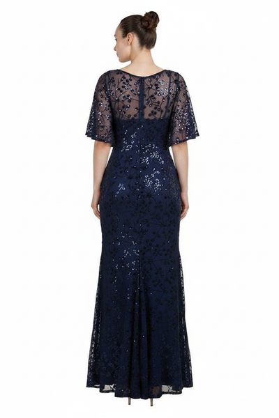 Elise Formal Dress Curve Navy — Size 18 Model, Back