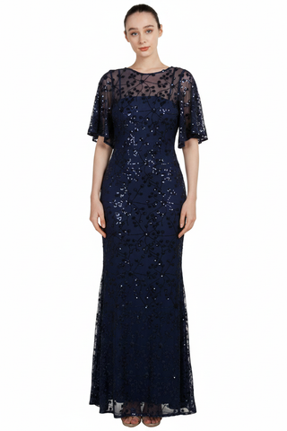 Elise Formal Dress Curve Navy — Size 18 Model, Front