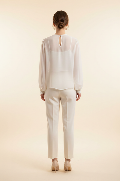 Elisha Blouse Ivory – Back (no flowers)