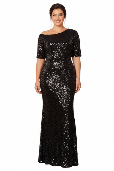 Fate Formal Dress Curve Black — Size 18 Model, Front