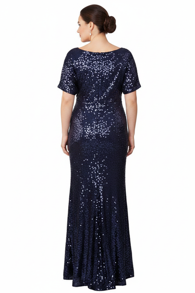 Fate Formal Dress Curve Navy — Size 18 Model, Back