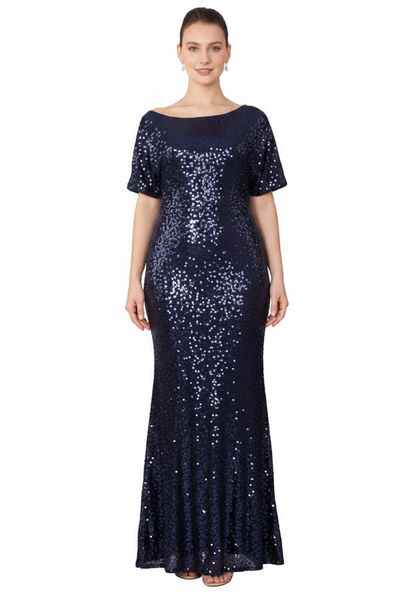 Fate Formal Dress Curve Navy — Size 18 Model, Front