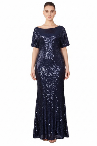 Fate Formal Dress Curve Navy — Size 18 Model, Front
