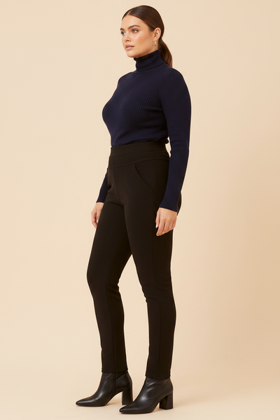Fleece Lined Ponti Pant Black – Side