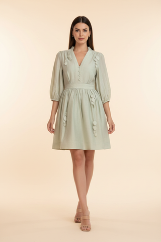 Francine Embellished Dress Sage — Front