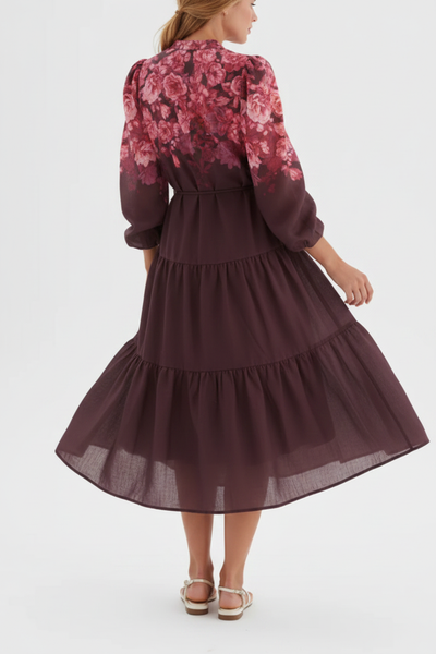 Grace Placement Print Dress – Back