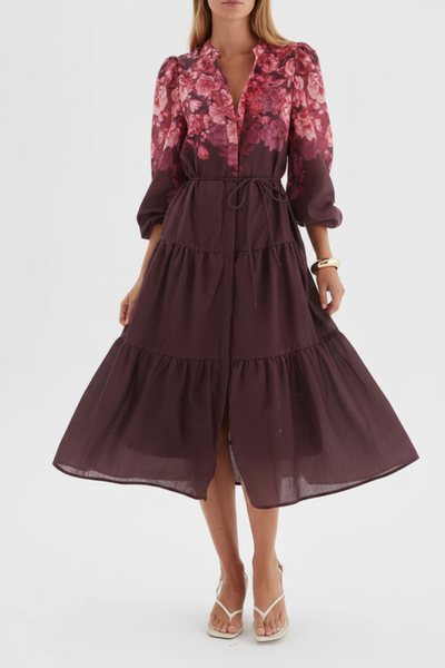Grace Placement Print Dress – Front