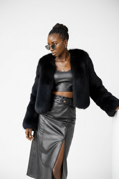Kate Faux Fur Jacket Black - Image 2