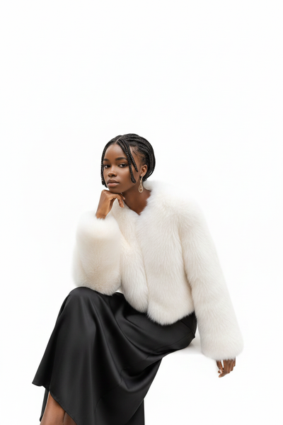 Kate Faux Fur Jacket White - Image 3