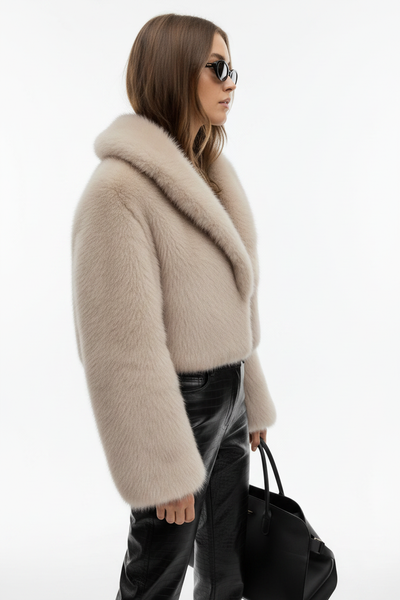 Carter Faux Fur Jacket Champagne - Image 3