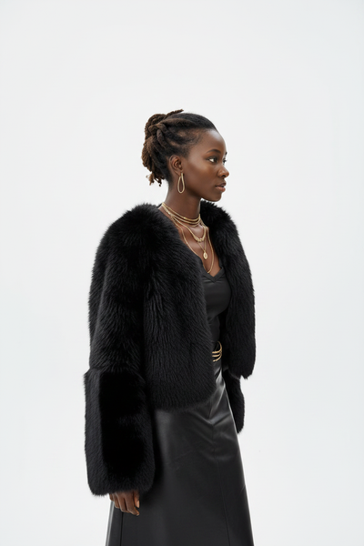 Kate Faux Fur Jacket Black - Image 3