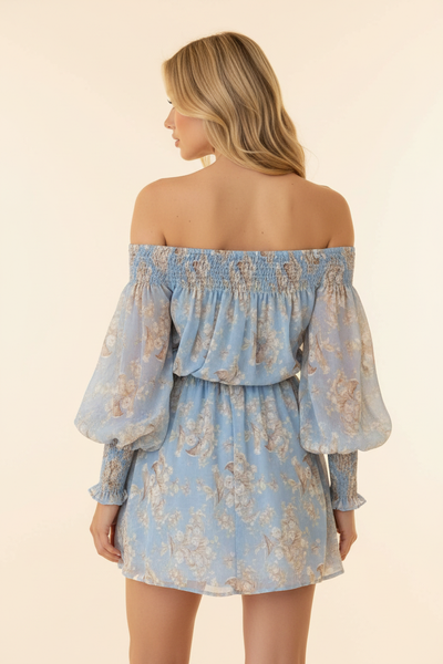 Jennifer Print Top Blue - Back View