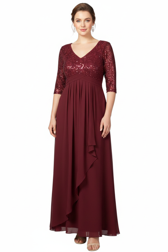 Jori Formal Dress Curve Burgundy — size 18 curve model, front view
