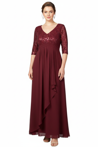 Jori Formal Dress Curve Burgundy — size 18 curve model, front view