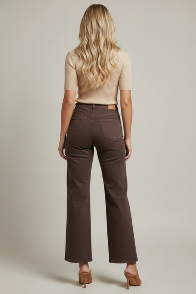 Misha Wide Leg Jean Chocolate back view