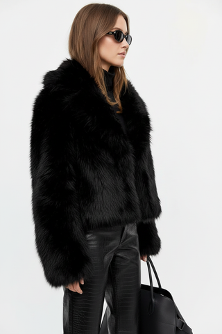 Carter Faux Fur Jacket Black - Image 3