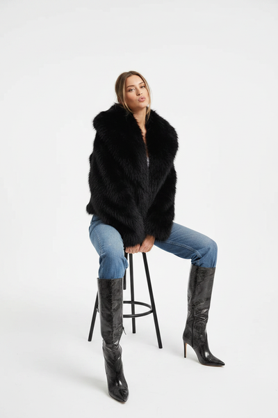 Carter Faux Fur Jacket Black - Image 1